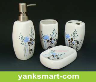 Colorful 4 Pieces Ceramic Bathroom Accessories Set Vanity Dispenser YC 