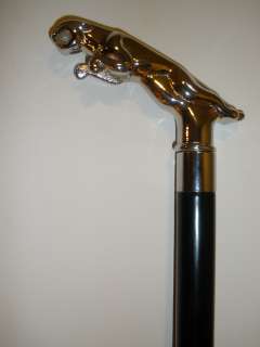 Harvy Canes Jaguar Brass Head Black Cane Walking Stick  