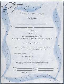 Child BAPTISM Certificate Silver Angel Lt. Blue Blank  