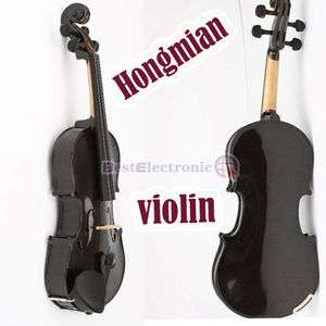 New 4/4 Acoustic Violin + Case+Bow+Rosin Black Free Shipping  