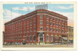 BOWLING GREEN KY Helm Hotel Vtg 1941 Cars Postcard  