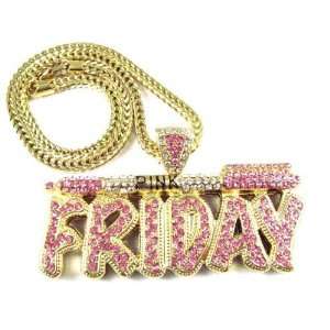    NICKI MINAJ BARBIE Pink Friday Pendant Chain Gold Pink Jewelry