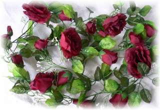 WINE BURGUNDY Rose Garland Wedding Arch Gazebo Silk Flowers Artificial 