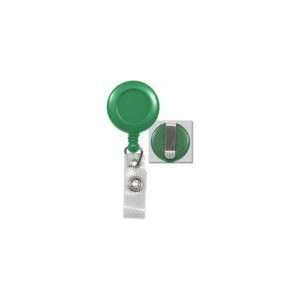  Green Round Badge Reel with Belt Clip and Reinforced Strap 