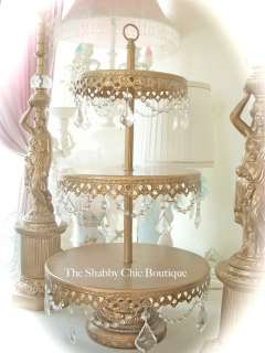   Chic Gold 3 Tier Cupcake Pewter Cake Stand New 652850233253  