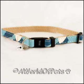 Camo Adjustable Cat Collar + Bell +Safety Buckle   BLUE  