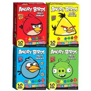Angry Birds Fruit Snacks Combo Case of 4 Boxes RED BLUE GREEN YELLOW 