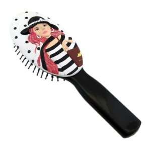    Stylish Hairbrush Fashion Girl Black and White Polka Dot: Beauty
