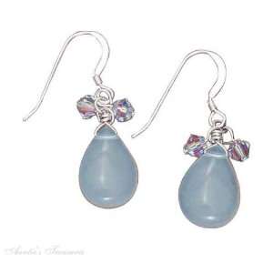   Imitation Lite Blue Chalcedony Teardrop Earrings Blue Aus Jewelry