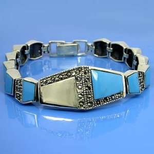   Blue Turquoise Link Bracelet  Arts, Crafts & Sewing