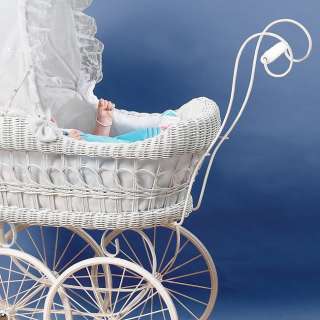   White Victorian Style Wicker Baby Doll Carriage Baby Doll Accessories