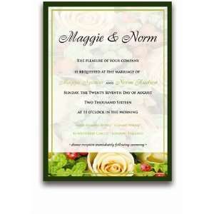  25 Rectangular Wedding Invitations   Yellow Rose Garden 