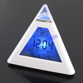 Glowing LED 7 Color Change Triangle Digital Alarm Clock  