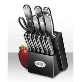 NEW Ginsu 14 pc Stainless Steel Counter Saver Knife Block Set  