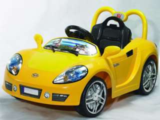 Kids Ride On Remote Control Power Sports Car    Yellow / Chrome 