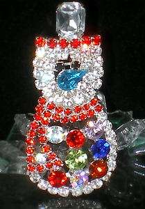SILVER FROSTY THE SNOWMAN CRYSTAL CHRISTMAS PIN/BROOCH  
