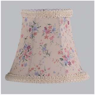 NEW 5 in. Wide Clip On Chandelier Shade, Cream Floral Print, White 