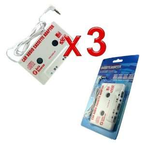  Universal Car Audio Cassette Adapter, White. Qty: 3 