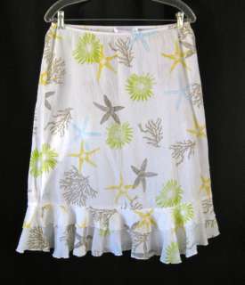 FRESH PRODUCE White Cotton Skirt Starfish ~ L ~ FREE SHIPPING!  