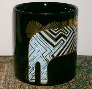   BURCH Lion Big Cat Black Coffee Cup Mug, Gold Stripes, Japan  