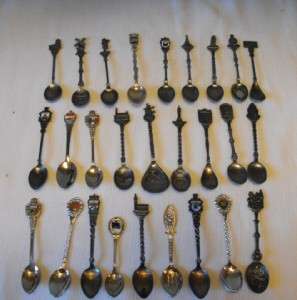   Lot of 27 Vintage Collector Souvenir Spoons Some EPNS/Silver Plate