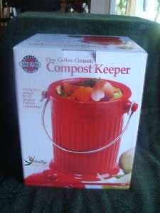 New Norpro 1 Gallon Ceramic Compost Counter Bin Red  