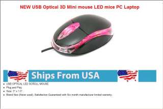 NEW USB Optical 3D Mini mouse LED micePC Laptop  