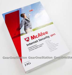 New McAfee Internet Security 2011 3 PCs AntiVirus  