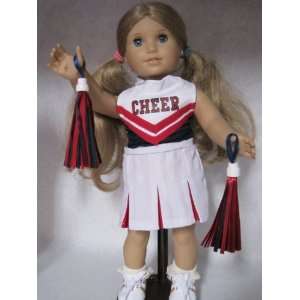 com Red and Navy American Girl Doll Cheerleader Outfit with Pom poms 