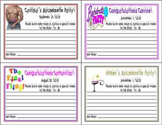 Bachelorette Party Personalized Wish Advice Cards Favors  