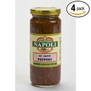 Napoli Hot Chopped Cherry Peppers 12oz (Pack of 4)  
