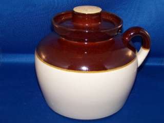 Vintage Brown Pottery Medium Size Bean Pot Crock w/Lid  
