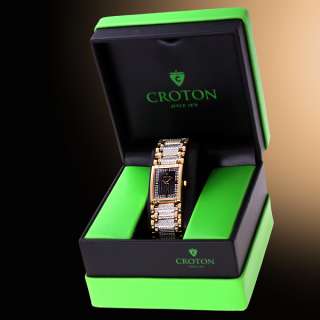 Croton Heritage Series, Swarovski Crystals Black Face Gold Tone Case 