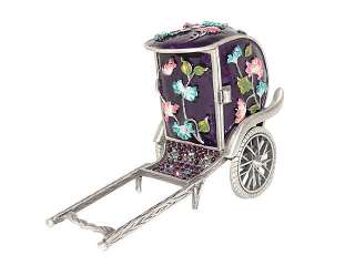 New Swarovski Crystal Purple Rickshaw Cart Trinket Box  