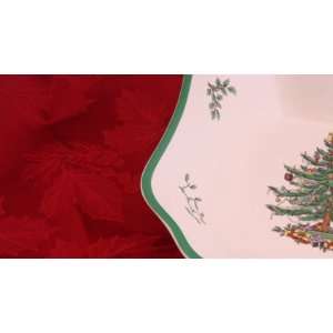  Spode Holly Red Damask Christmas Tree Tablecloth Napkin 