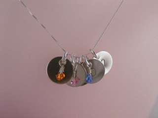 Charm Personalized Custom Birthstone Silver Necklace  