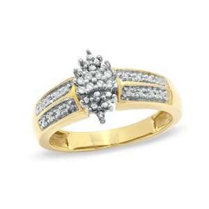  Diamond Accent Marquise Cluster Ring in 18K Gold Plated 