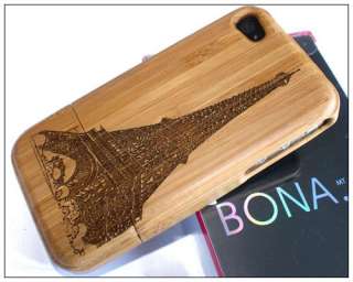 Light Eiffel Tower Wood Wooden Bamboo Hard Back Case Cover f iPhone 4 