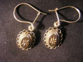 Beautiful Victorian Origional 9ct Gold & Diamond Drop Earrings  