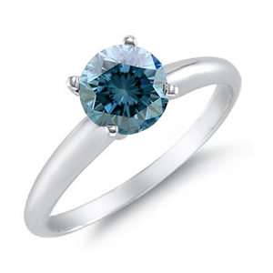 CT BLUE DIAMOND SOLITAIRE RING 14K WHITE GOLD  