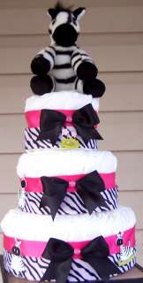 Zebra Diaper Cake, Baby Gift, Shower Centerpiece, Baby Shower Gift 