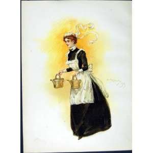    1900 Dudley Hardy Colour Print Maid Servant Kettle