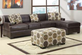 Striking Leather Sofa Sectional Couch 2 Pc Set Sofa Chaise w/ Optional 