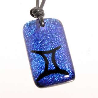 Dichroic Fused Glass Pendant Gemini Sign Zodiac  