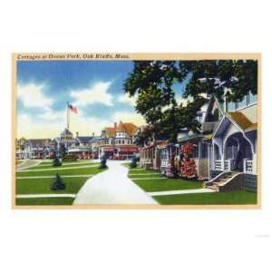   Massachusetts   Ocean Park Cottages Scene Giclee Poster Print, 32x24