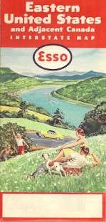 1957 ESSO Road Map Eastern United States Maine Florida  