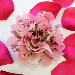   Pink Floral Print Fabric Flower Hair Clip & Pin Brooch: F10502: Beauty