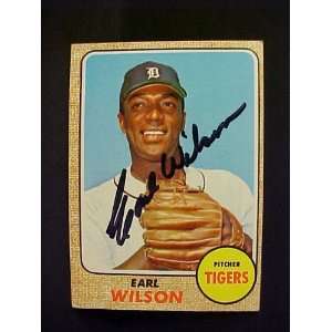 Earl Wilson Detroit Tigers #160 1968 Topps Signed Autographed Baseball 