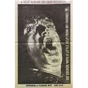 Joe Cocker Fillmore West 1969 Concert Ad Poster