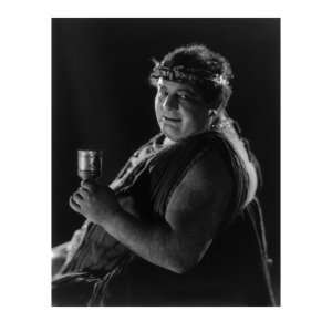 Actor from Mack Sennett Comedy Film in Roman Toga Seated Holding Wine 